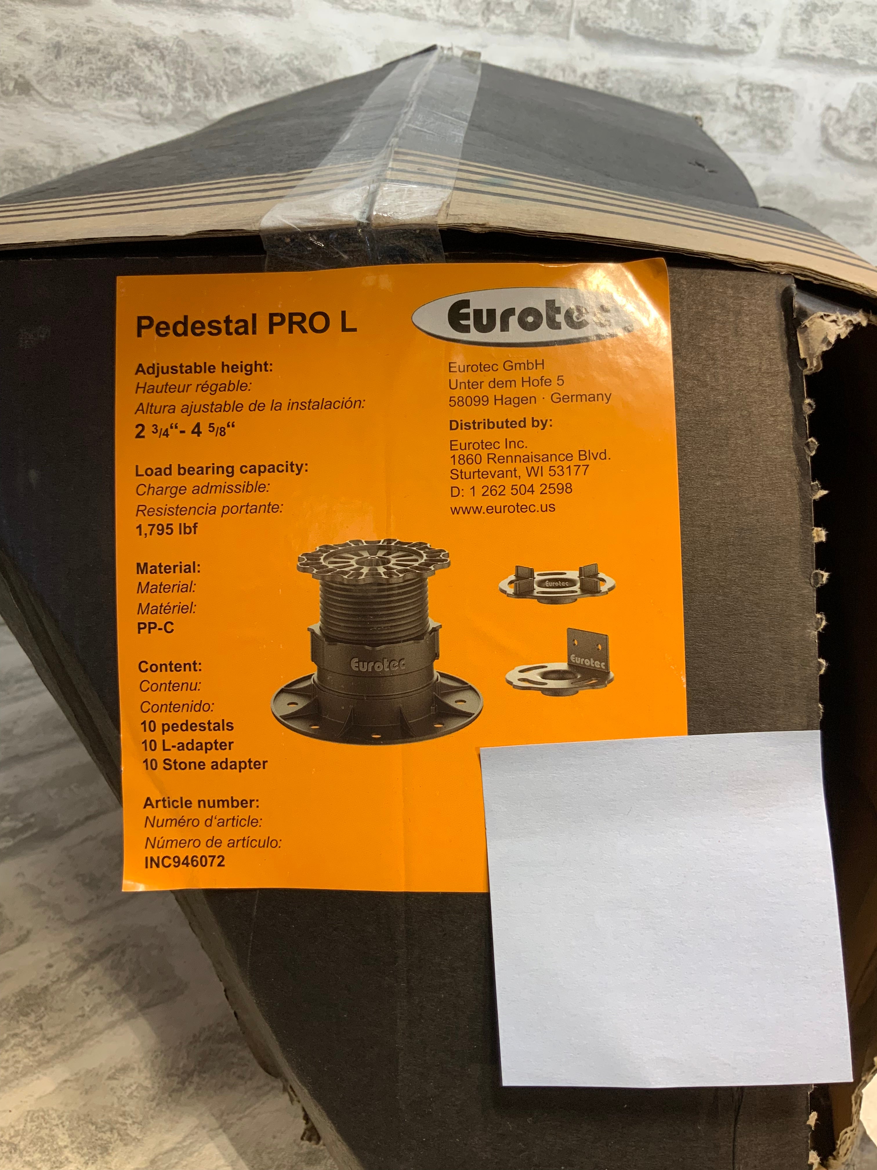 Eurotec Deck Support Plastic Adjustable Pedestal PRO L (10-Pieces / Box) (7594254762222)